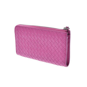 Bottega Veneta zipper wallet intrecciato L lambskin purple